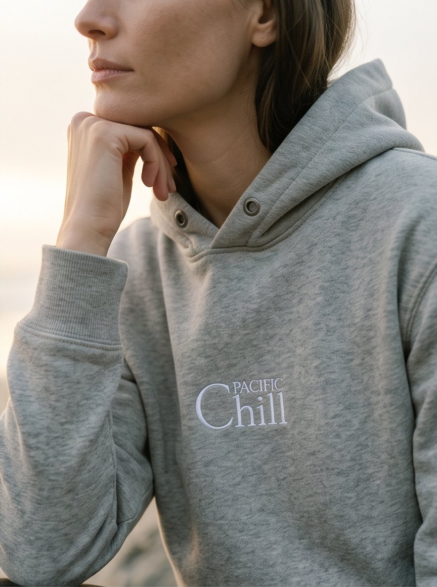 The Coast Hoodie, at the water's edge